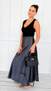 Isabella Italian Skirt- Charcoal-170 Bottoms-SEE YOU IN ROME-Coastal Bloom Boutique, find the trendiest versions of the popular styles and looks Located in Indialantic, FL