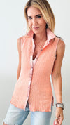 Sleeveless Ribbed Knit Top - Peach-100 Sleeveless Tops-Paparazzi-Coastal Bloom Boutique, find the trendiest versions of the popular styles and looks Located in Indialantic, FL