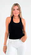 Ribbed Seamless Racerback Top - Black-100 Sleeveless Tops-Love Poem-Coastal Bloom Boutique, find the trendiest versions of the popular styles and looks Located in Indialantic, FL