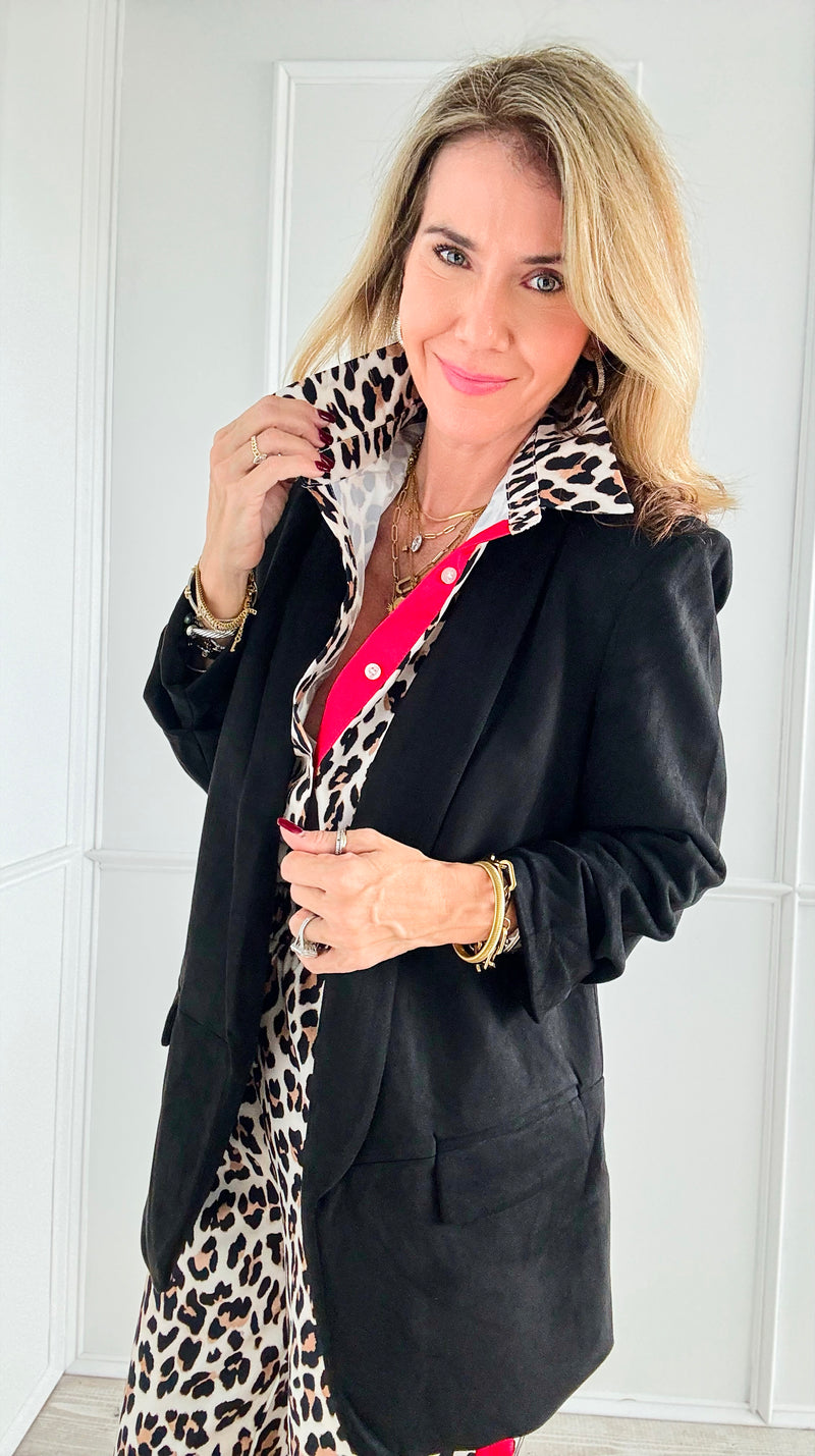 Chic Dreams Open Front Blazer - Black-160 Jackets-Michel-Coastal Bloom Boutique, find the trendiest versions of the popular styles and looks Located in Indialantic, FL