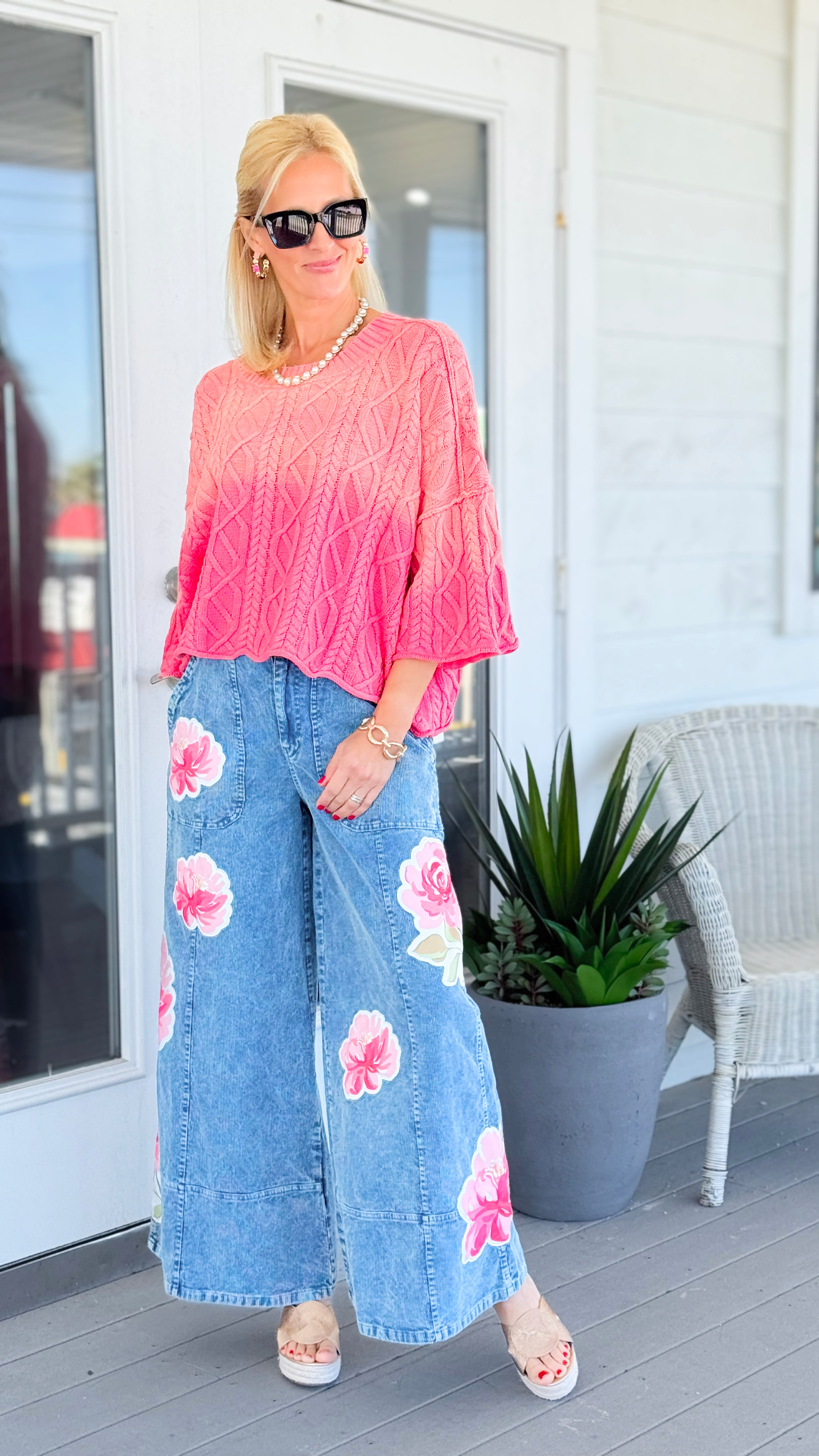 Vintage Blossom Corduroy Pants