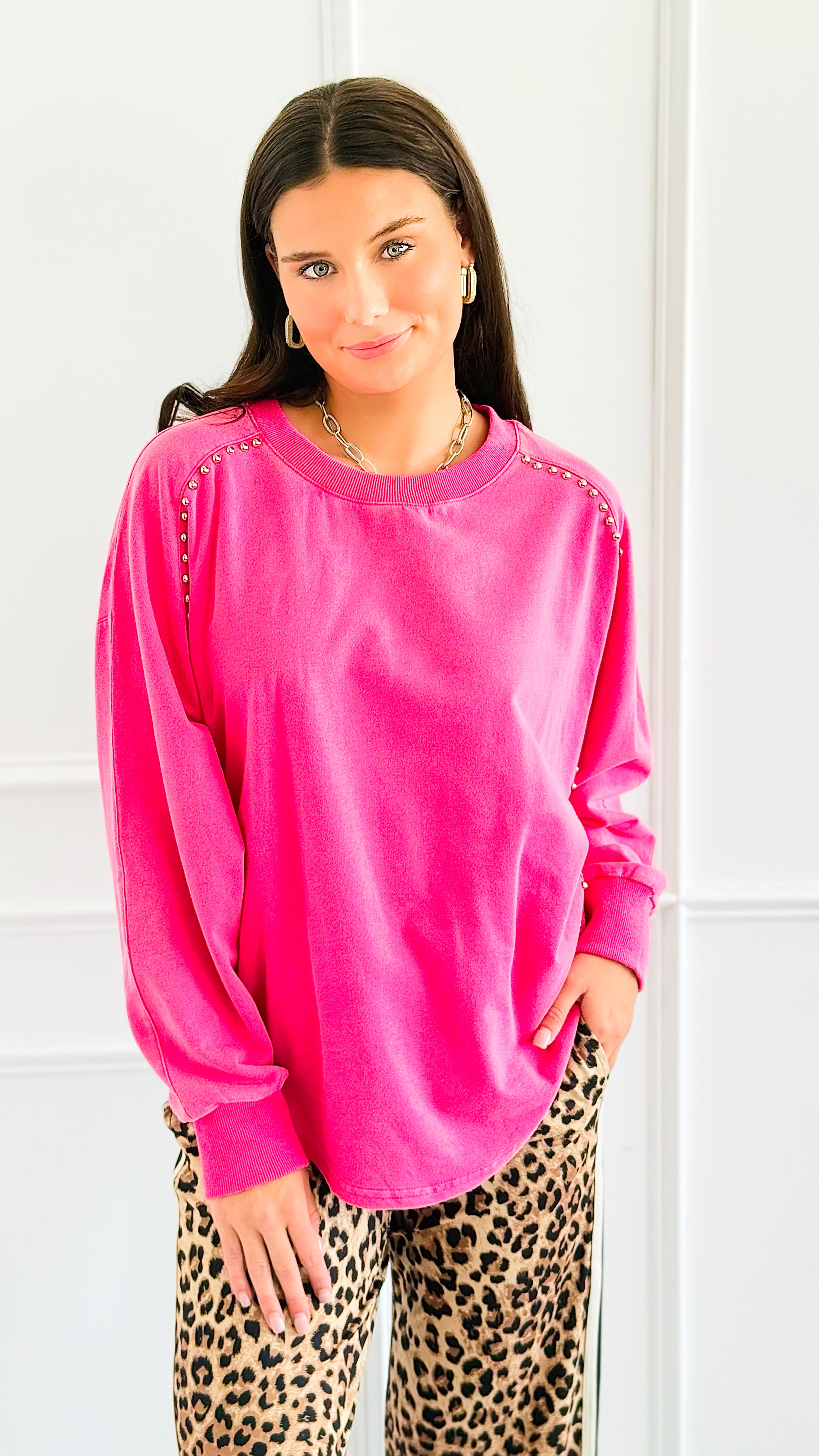 Bubble Pop Relaxed Sweatshirt-130 Long Sleeve Tops-White Birch-Coastal Bloom Boutique, find the trendiest versions of the popular styles and looks Located in Indialantic, FL