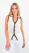 Contrast Knit Sweater Vest-100 Sleeveless Tops-Blu Pepper-Coastal Bloom Boutique, find the trendiest versions of the popular styles and looks Located in Indialantic, FL