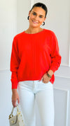 Spice Route Seam Detail Sweater - Burnt Orange-140 Sweaters-Zenana-Coastal Bloom Boutique, find the trendiest versions of the popular styles and looks Located in Indialantic, FL