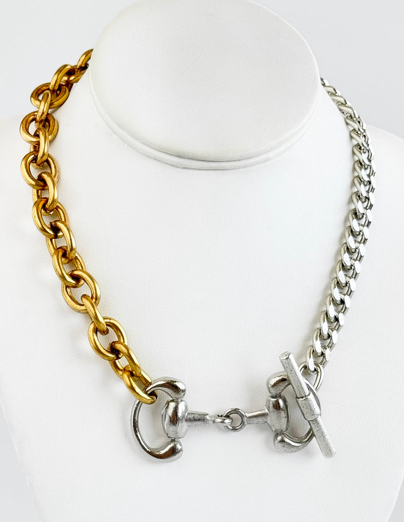 Chunky Horsebit Toggle Necklace-230 Jewelry-YOCHI-Coastal Bloom Boutique, find the trendiest versions of the popular styles and looks Located in Indialantic, FL