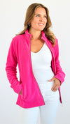 Penelope High-Neck Zip-Up - Hot Pink-160 Jackets-ARYEH-Coastal Bloom Boutique, find the trendiest versions of the popular styles and looks Located in Indialantic, FL