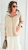 Modern Comfort Italian Zip- Up Hoodie Jacket-160 Jackets-BONITO SRL-Coastal Bloom Boutique, find the trendiest versions of the popular styles and looks Located in Indialantic, FL