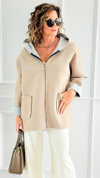 Modern Comfort Italian Zip- Up Hoodie Jacket-160 Jackets-BONITO SRL-Coastal Bloom Boutique, find the trendiest versions of the popular styles and looks Located in Indialantic, FL