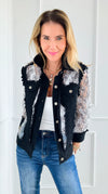 Sheer Floral Lace Jacket-160 Jackets-AZI Jeans-Coastal Bloom Boutique, find the trendiest versions of the popular styles and looks Located in Indialantic, FL