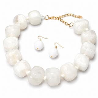 Marble Moments Necklace Set - White