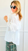 White Belle Italian Woven Blouse-110 Long Sleeve Tops-TATTOO Z-Coastal Bloom Boutique, find the trendiest versions of the popular styles and looks Located in Indialantic, FL