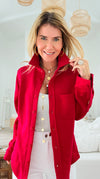 Eileen Fall Shacket - Red-160 Jackets-Rosio-Coastal Bloom Boutique, find the trendiest versions of the popular styles and looks Located in Indialantic, FL