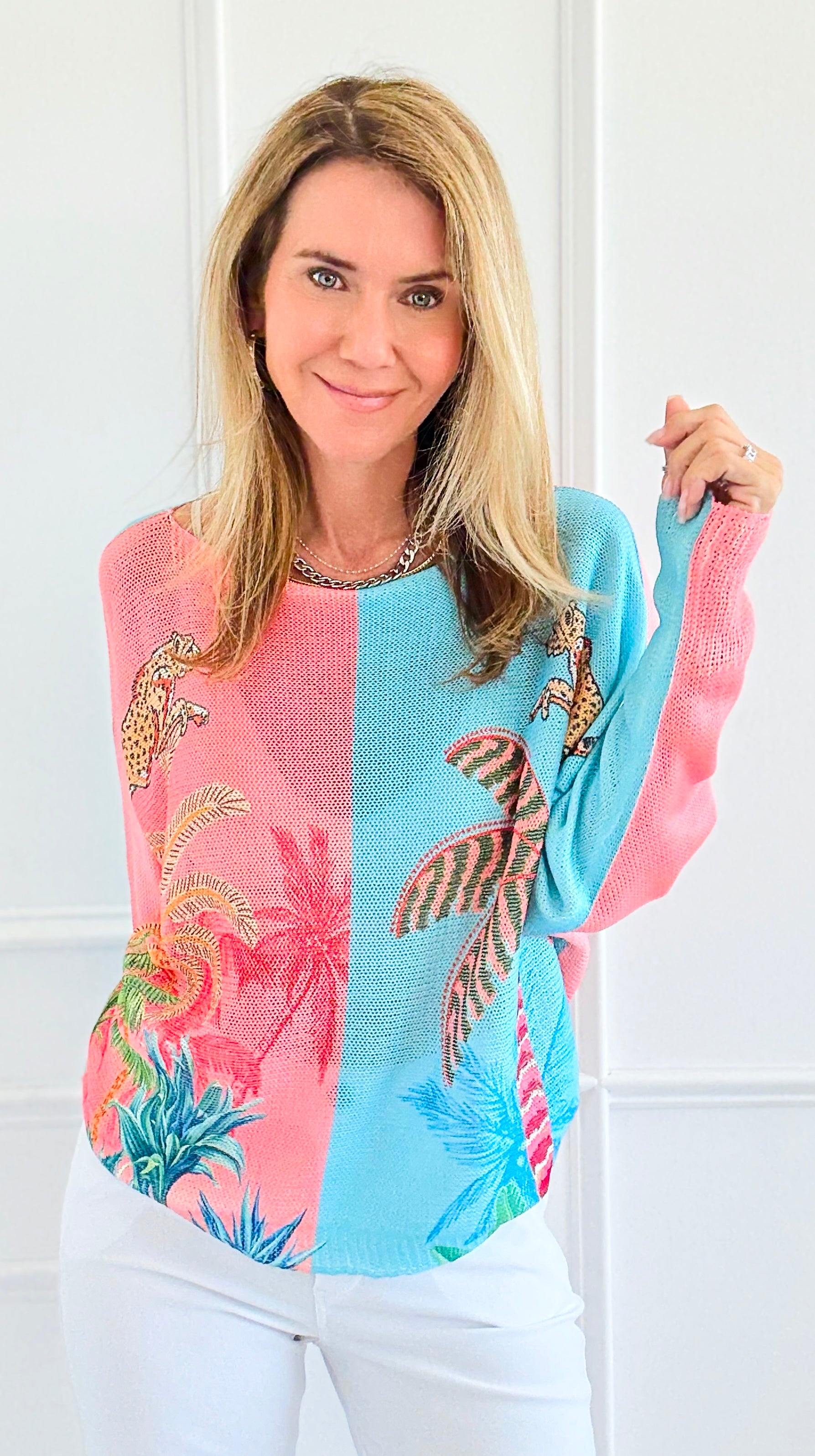 Tropic Pop Italian St Tropez Sweater-140 Sweaters-SORPRESA-Coastal Bloom Boutique, find the trendiest versions of the popular styles and looks Located in Indialantic, FL