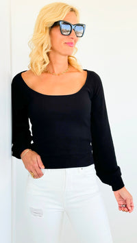 Try Me Out Top - Black-130 Long Sleeve Tops-HYFVE-Coastal Bloom Boutique, find the trendiest versions of the popular styles and looks Located in Indialantic, FL