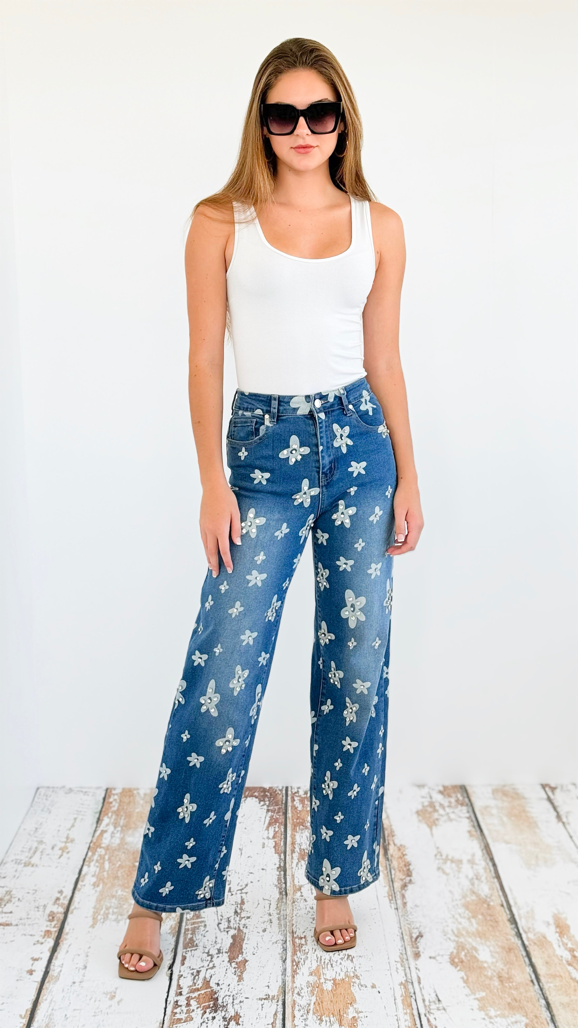 Daisy Delight High-Rise Jeans-170 Bottoms-MUY MUY FANCY-Coastal Bloom Boutique, find the trendiest versions of the popular styles and looks Located in Indialantic, FL