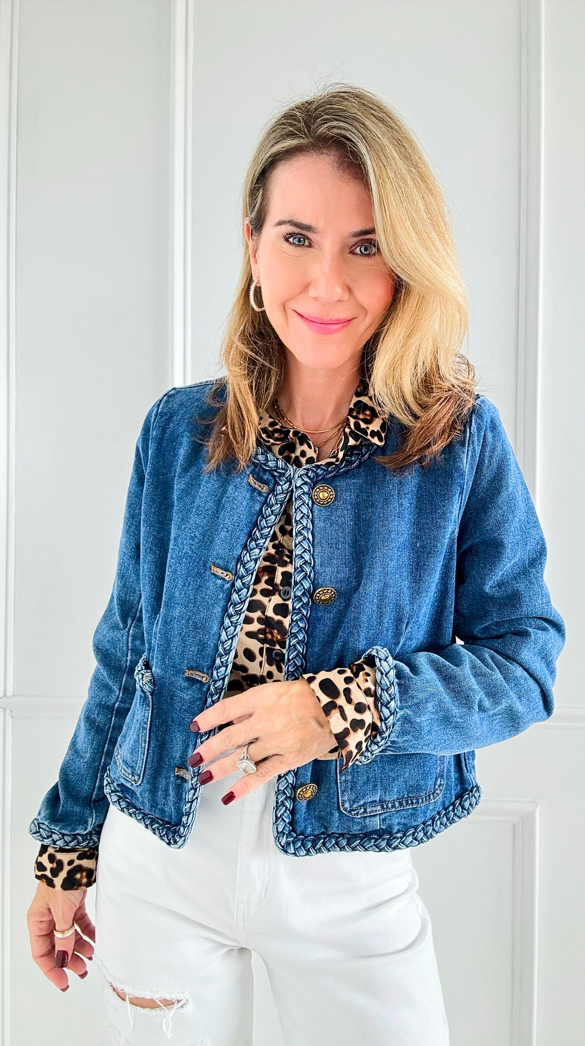 Denim Chic Braided Jacket-160 Jackets-litaga-Coastal Bloom Boutique, find the trendiest versions of the popular styles and looks Located in Indialantic, FL