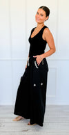 Pocket Glam Italian Flare Leg Pant- Black-100 Pants-TATTOO Z-Coastal Bloom Boutique, find the trendiest versions of the popular styles and looks Located in Indialantic, FL