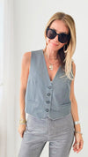 Cropped Tailored Vest-150 Cardigan Layers-MISS LOVE-Coastal Bloom Boutique, find the trendiest versions of the popular styles and looks Located in Indialantic, FL