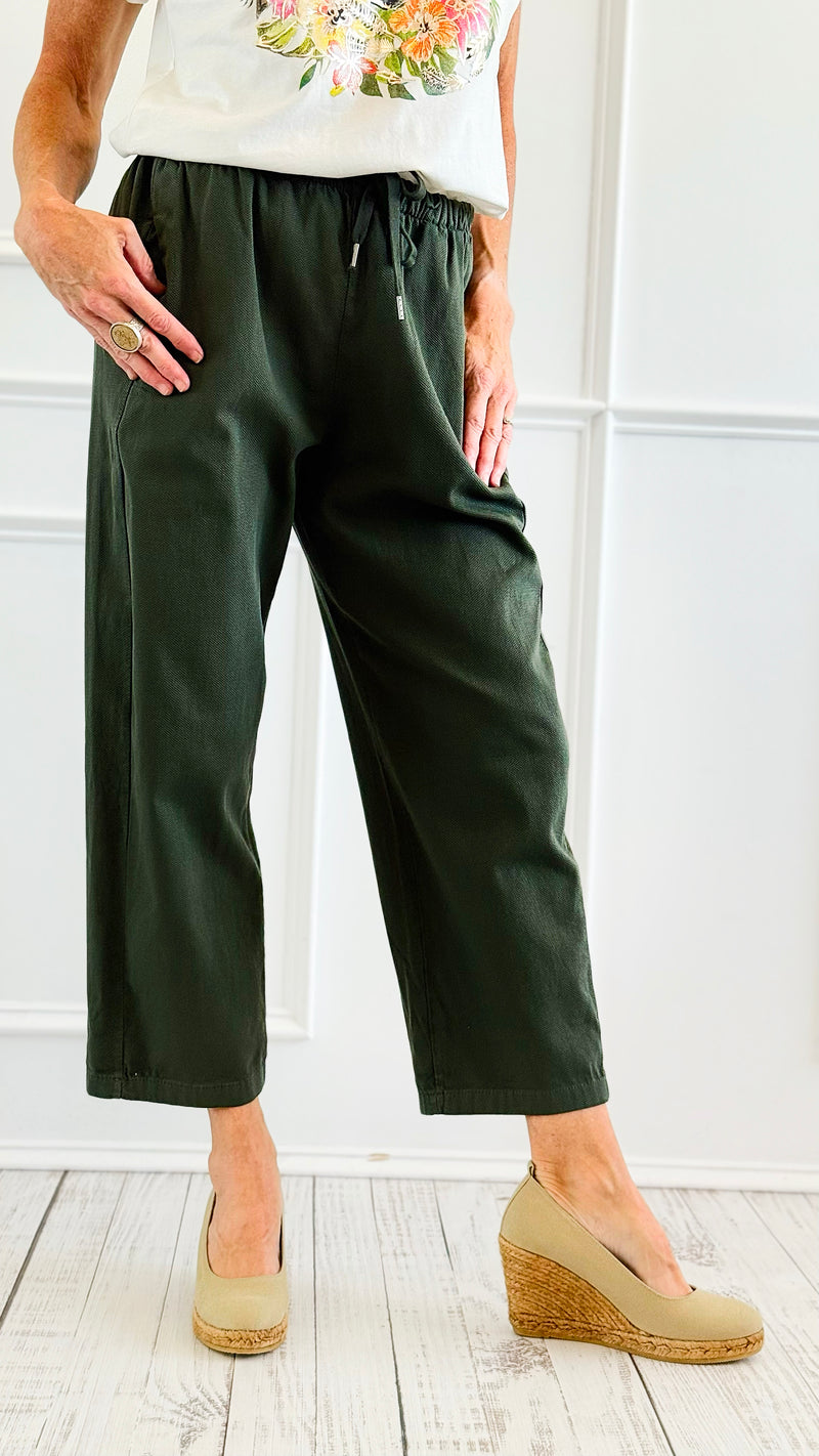 Italian Cropped Textured Woven Joggers-Fatigue-100 Pants-V SKY-Coastal Bloom Boutique, find the trendiest versions of the popular styles and looks Located in Indialantic, FL