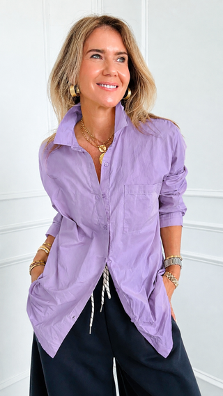 Classic Button-Up Top - Lilac