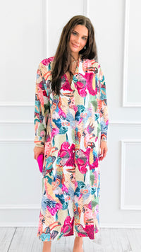 Feathered Mosaic Italian Long Dress-200 dresses/jumpsuits/rompers-CLEAR S-Coastal Bloom Boutique, find the trendiest versions of the popular styles and looks Located in Indialantic, FL