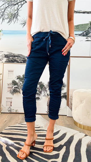 Italian Wish List Jogger - Navy-180 Joggers-Italianissimo-Coastal Bloom Boutique, find the trendiest versions of the popular styles and looks Located in Indialantic, FL