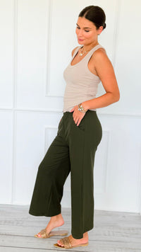 Weekend Flow Pull-On Pants - Dark Olive-170 Bottoms/Shorts-YELETE-Coastal Bloom Boutique, find the trendiest versions of the popular styles and looks Located in Indialantic, FL
