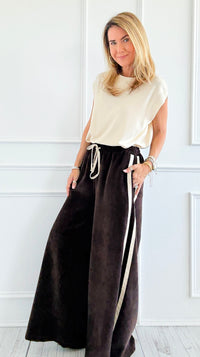 Tracked Threads Italian Palazzo- Chocolate-100 Pants-AZUL MONACO-Coastal Bloom Boutique, find the trendiest versions of the popular styles and looks Located in Indialantic, FL