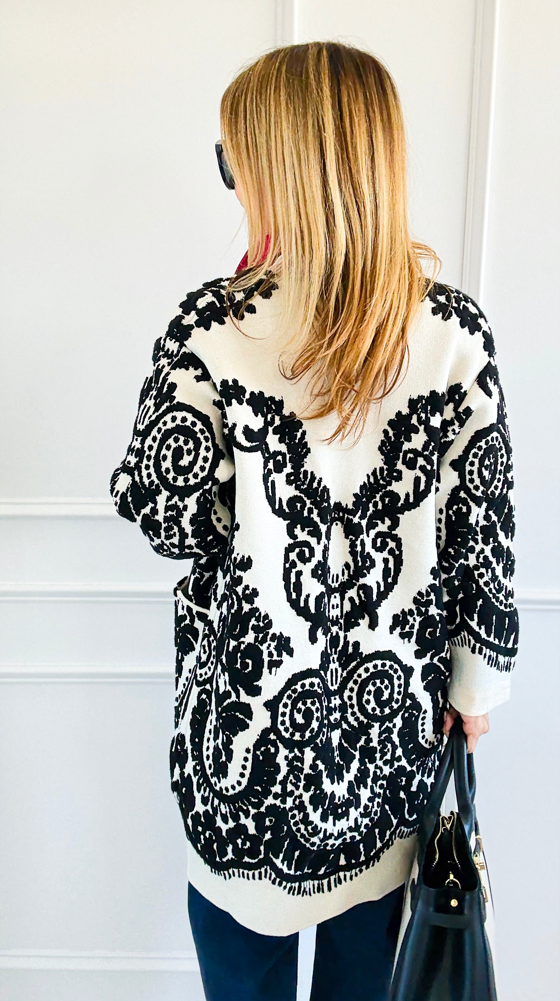 Jacquard Cardigan-150 Cardigans/Layers-Z STUDIO-Coastal Bloom Boutique, find the trendiest versions of the popular styles and looks Located in Indialantic, FL