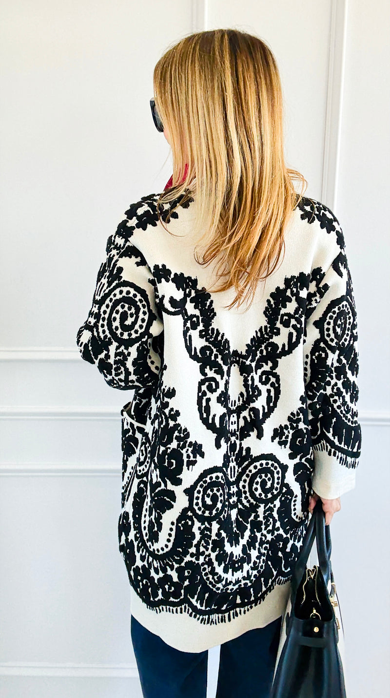 Jacquard Cardigan-150 Cardigans/Layers-Z STUDIO-Coastal Bloom Boutique, find the trendiest versions of the popular styles and looks Located in Indialantic, FL