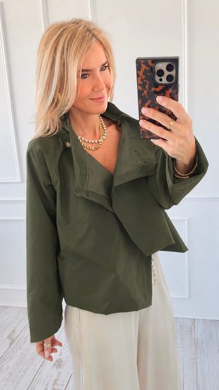 Chic Italian Kaleidoscope Jacket- Olive