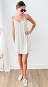 V-Neck Slip Dress - Cream-200 dresses/jumpsuits/rompers-Gigio-Coastal Bloom Boutique, find the trendiest versions of the popular styles and looks Located in Indialantic, FL