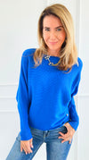 Ribbed Italian Pullover- Royal Blue-140 Sweaters-Italianissimo-Coastal Bloom Boutique, find the trendiest versions of the popular styles and looks Located in Indialantic, FL