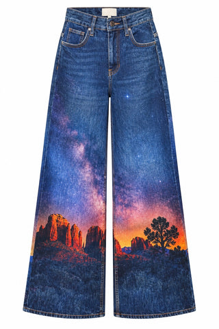 Sunset Print Wide Leg Pants
