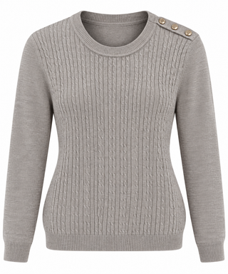 Cable Knit Crew Neck Sweater - Camel