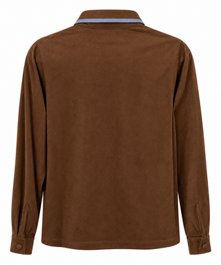 Perfect Contrast Faux Suede Top - Brown