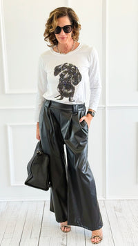 Puppy Eyes Italian Long Sleeve T-Shirt-110 Long Sleeve Tops-Mitica & Co-Coastal Bloom Boutique, find the trendiest versions of the popular styles and looks Located in Indialantic, FL