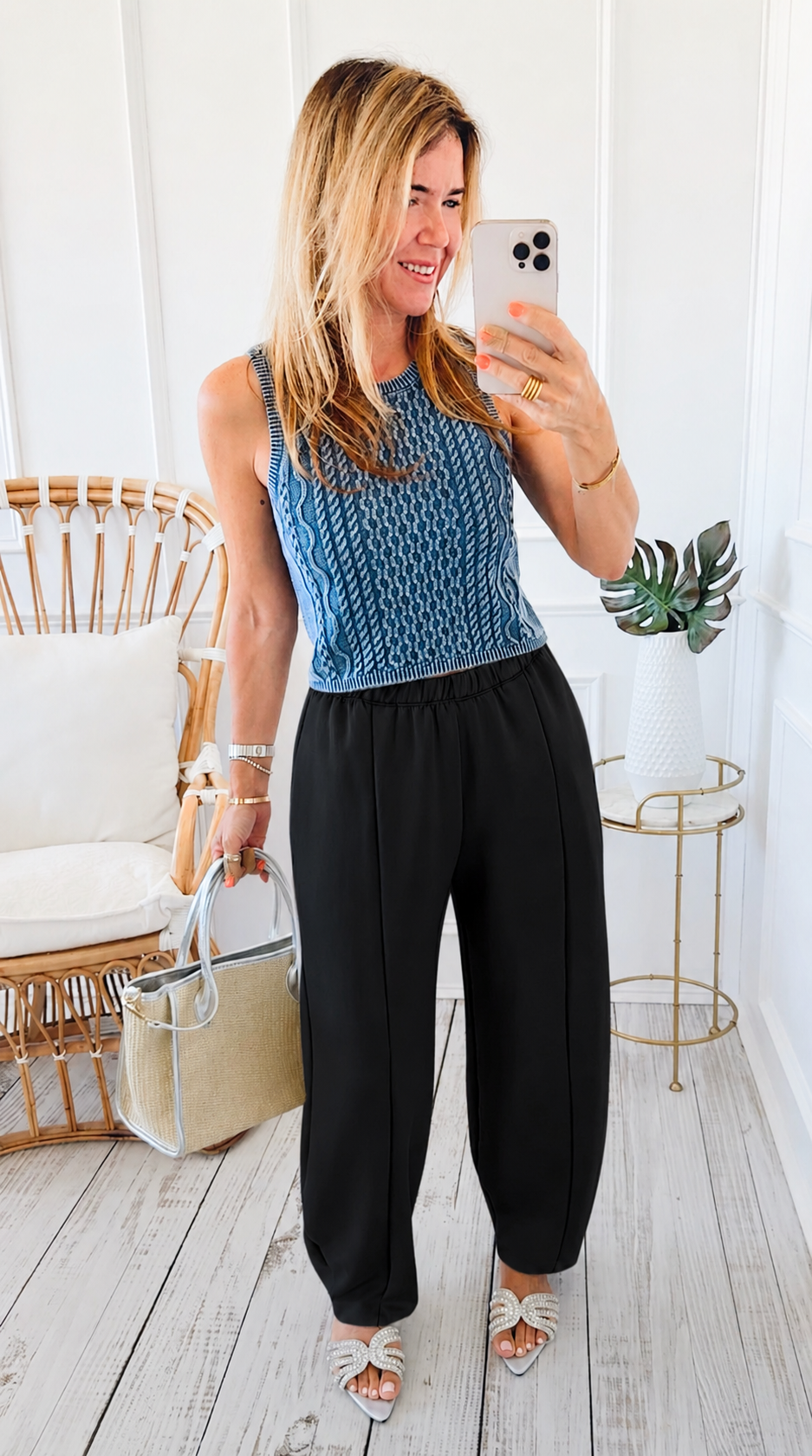 Coastal Flow Knit Pants - Black