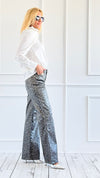 Metallic Leopard Luxe Pants-170 Bottoms-JJ'S FAIRYLAND-Coastal Bloom Boutique, find the trendiest versions of the popular styles and looks Located in Indialantic, FL