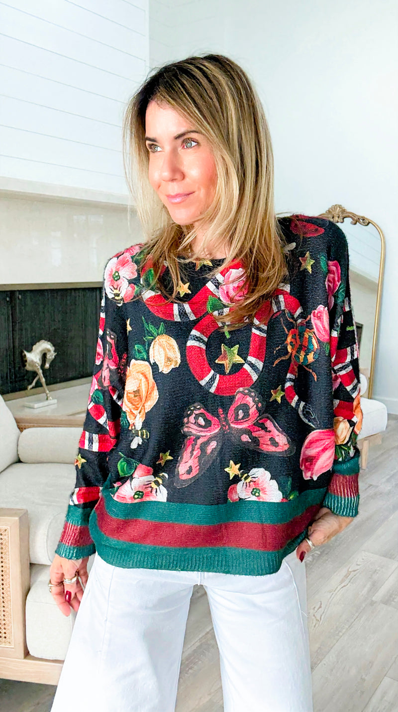 Starlit Eden Italian Emilia Knit Sweater-140 Sweaters-SORPRESA-Coastal Bloom Boutique, find the trendiest versions of the popular styles and looks Located in Indialantic, FL