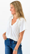 Flutter Away Pleated Top - Ivory-110 Short Sleeve Tops-Ariella-Coastal Bloom Boutique, find the trendiest versions of the popular styles and looks Located in Indialantic, FL