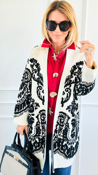 Jacquard Cardigan-150 Cardigans/Layers-Z STUDIO-Coastal Bloom Boutique, find the trendiest versions of the popular styles and looks Located in Indialantic, FL