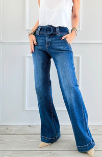 Vintage Belted Wide-Leg Denim-190 Denim-Risen-Coastal Bloom Boutique, find the trendiest versions of the popular styles and looks Located in Indialantic, FL