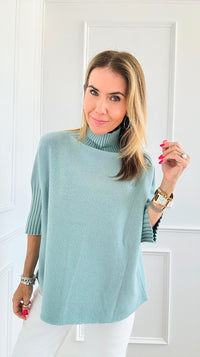 Break Free Italian Sweater Top- Dusty Teal-140 Sweaters-Italianissimo-Coastal Bloom Boutique, find the trendiest versions of the popular styles and looks Located in Indialantic, FL