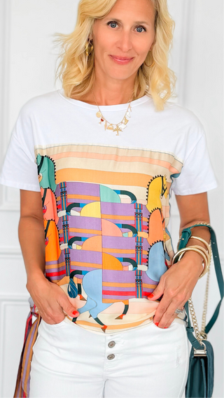 Gallop Parade Italian Top- White-110 short Sleeve Top-K2-Coastal Bloom Boutique, find the trendiest versions of the popular styles and looks Located in Indialantic, FL