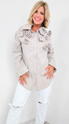 Blossom Embellished Blouse-130 Long Sleeve Tops-JJ'S FAIRYLAND-Coastal Bloom Boutique, find the trendiest versions of the popular styles and looks Located in Indialantic, FL