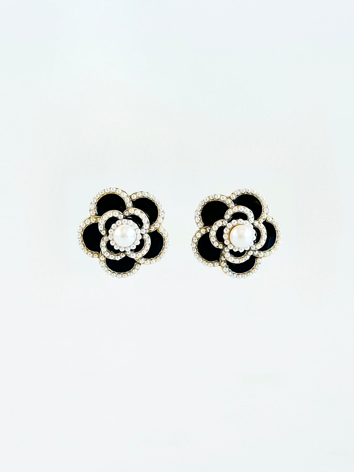 Floral Pearl Earrings - Black-230 Jewelry-ICCO ACCESSORIES-Coastal Bloom Boutique, find the trendiest versions of the popular styles and looks Located in Indialantic, FL