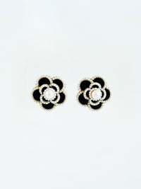 Floral Pearl Earrings - Black-230 Jewelry-ICCO ACCESSORIES-Coastal Bloom Boutique, find the trendiest versions of the popular styles and looks Located in Indialantic, FL