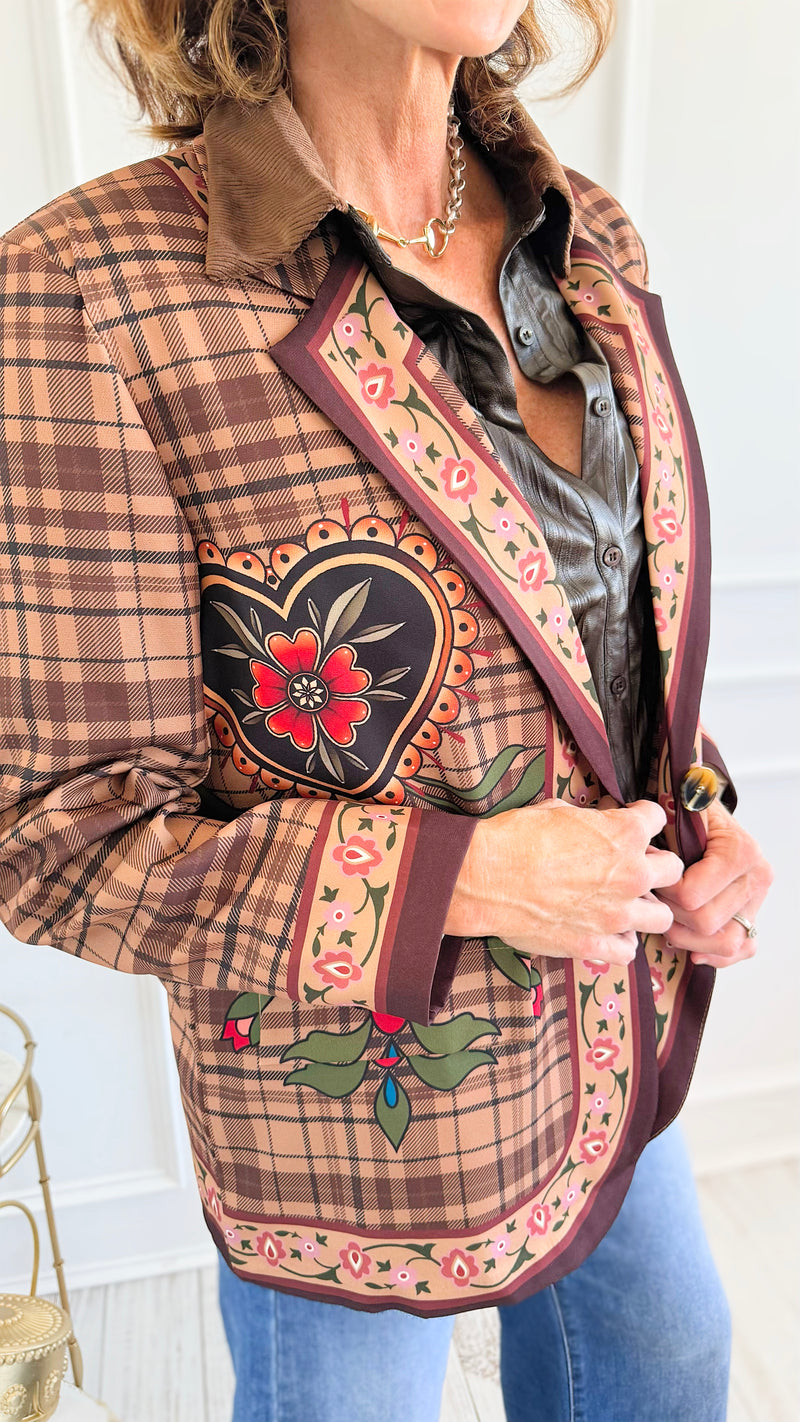 Lover's Garden Italian Blazer-160 Jackets-Italianissimo-Coastal Bloom Boutique, find the trendiest versions of the popular styles and looks Located in Indialantic, FL