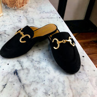 Horsebit Decor Flat Mule Slide - Black-250 Shoes-CCOCCI-Coastal Bloom Boutique, find the trendiest versions of the popular styles and looks Located in Indialantic, FL